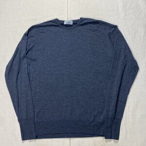 John Smedley Slate Gray Merino Wool Crew Neck Jumper Made in Great Britain Sz L